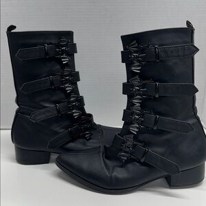Demonia Warlock Boots Bat Buckle Vegan Leather Boot Shoes Black Men's Size 6
